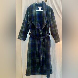 Plaid Green & Gray Plush Bathrobe Size M